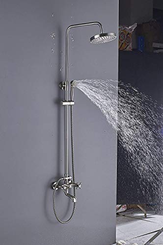 Ensemble douche effet pluie nickel brossé 8" contre les variations de pression