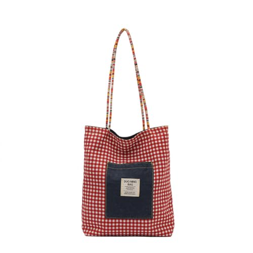 Reversible Plaid Hobo Bag, Denim Tote Bags Crossbody, Purse Charms, Casual Vintage Handbag,Suitable for Daily Travel Use4
