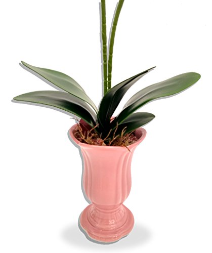 Orquídea Double Pink De Luxo Arranjo Flor Artificial Com Vaso Rosa Em Cerâmica