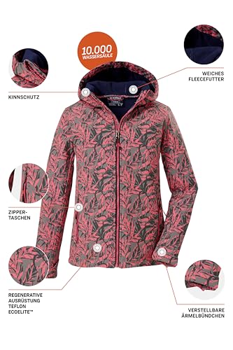 killtec Dziewczynki Kurtka softshell/kurtka outdoorowa z kapturem Mädchen Softshelljacke Print, light moss, 164, 43200-000
