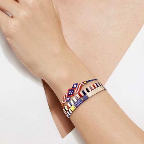 Sonateomber Tila Flat Beaded Stretch Bracelets for Women, Trendy Stackable Colorful Beads Bracelet Outfit Accessories Jewelry Gift2