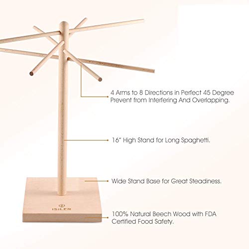 Isiler Pasta Machine 150 Roller Pasta Maker 9 Adjustable Thickness Settings Noodles Makernatural Beech Wood Pasta Drying Rack #TOP6