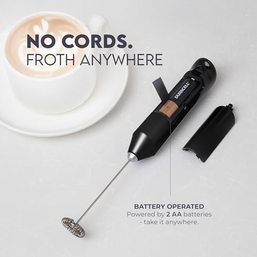 Image of Zulay Powerful Milk Frother Wand - Mini Handheld Stainless Steel - Battery Operated Drink Mixer for Coffee, Lattes, Cappuccino, Matcha - FrothMate Gift - Black