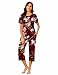 Ekouaer Women's Pajamas Set Short Sleeve Sleepwear 2 Piece Round Neck Top Capri Pants Loungewear with Pockets Wine/Pink Flower M