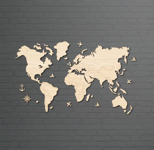 AD INFINITUM® 3D Wooden World map | Home Decor | Office Decor | a...