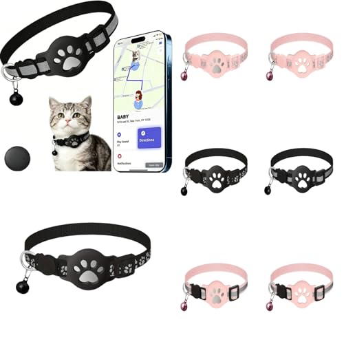 Collier GPS Chat, Nouveau Traceur GPS Chat Tracker, sans Carte SIM, sans Abonnement Mensuel, Localisation Temps Réel, Imperméable et Durable, Noir