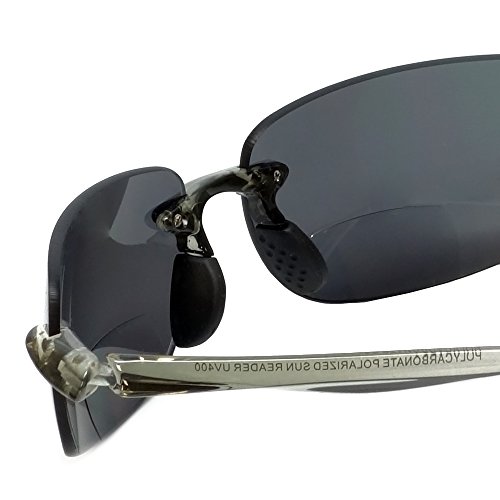 Grand Banks 471BF Polarized Bi-Focal Rimless Reading Sunglasses in Charcoal+2.004