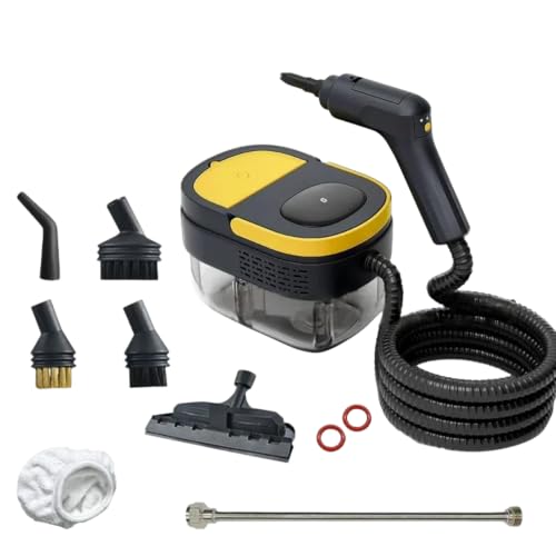 YEUCGB Limpiador A Vapor Manual Portátil, Máquina Limpiadora con Cepillo Suelo, Varilla Extensible Y Accesorios, Limpieza Sin Químicos para Cocina, Baño, Coche,Amarillo