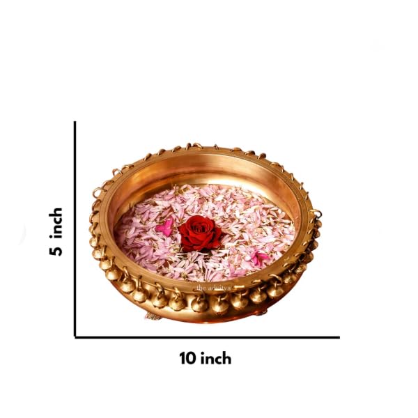 sovilifestyle World Antique Round Traditional Gu Brass Urli with Ghungroo | Traditional Decorative Bowl for Home and Festive Decor 3