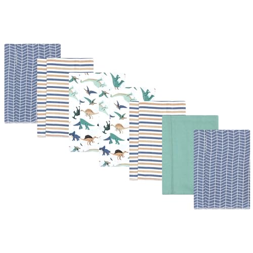 Image of Luvable Friends Hudson Baby Flannel Burp Cloths 7pk, Dino Pals