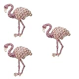 3pcs Crystal Flamingo Brooch Fashion Alloy Flamingo Brooch Women Girls Clothes Clip Accessory (Pink) for Summer Party