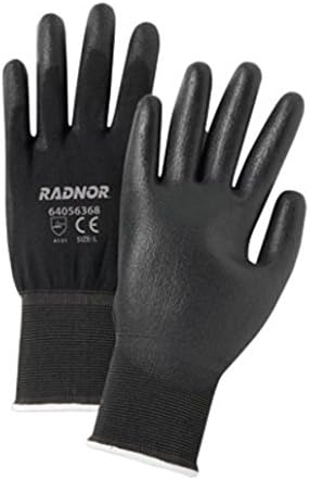 Radnor Large Black Economy Polyurethane Palm Coated Gloves With Seamless 13 Gauge Nylon Knit Liner