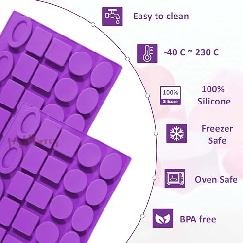 Image of MoldBerry 24 Cavity Small Soap Mold | Multi-Shape Silicone Soap Making Mould (Round, Oval, Pears, Square, Rectangle) | Mini Soap Mould for Hotel Guest Soap, Sample Soap, DIY Bath Bar - Multicolor