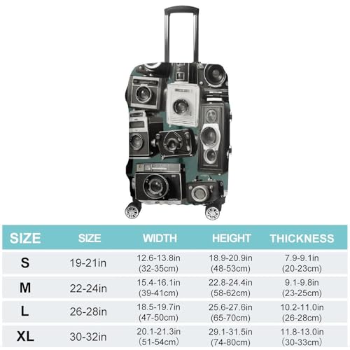 Retro Cool Camera Collection Luggage Cover, Washable Elastic Suitcase Cover Protector Fit 18-32 Inch Luggage2