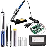 Manelord はんだごてセット 温度調節可(200～450℃)ハンダゴテ 14-in-1 電子作業用 60W/110V PSE認証 安全