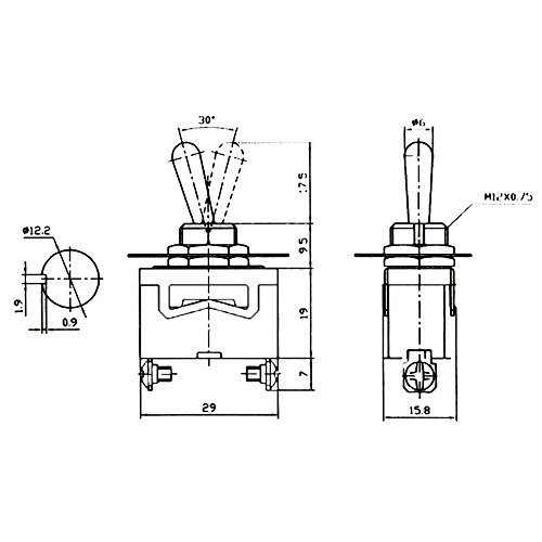 Etopars 5 X Heavy Duty 20A 125V 15A 250V Spst 2 Terminal Pin On/Off Rocker Toggle Switch Flick Waterproof Metal #TOP6