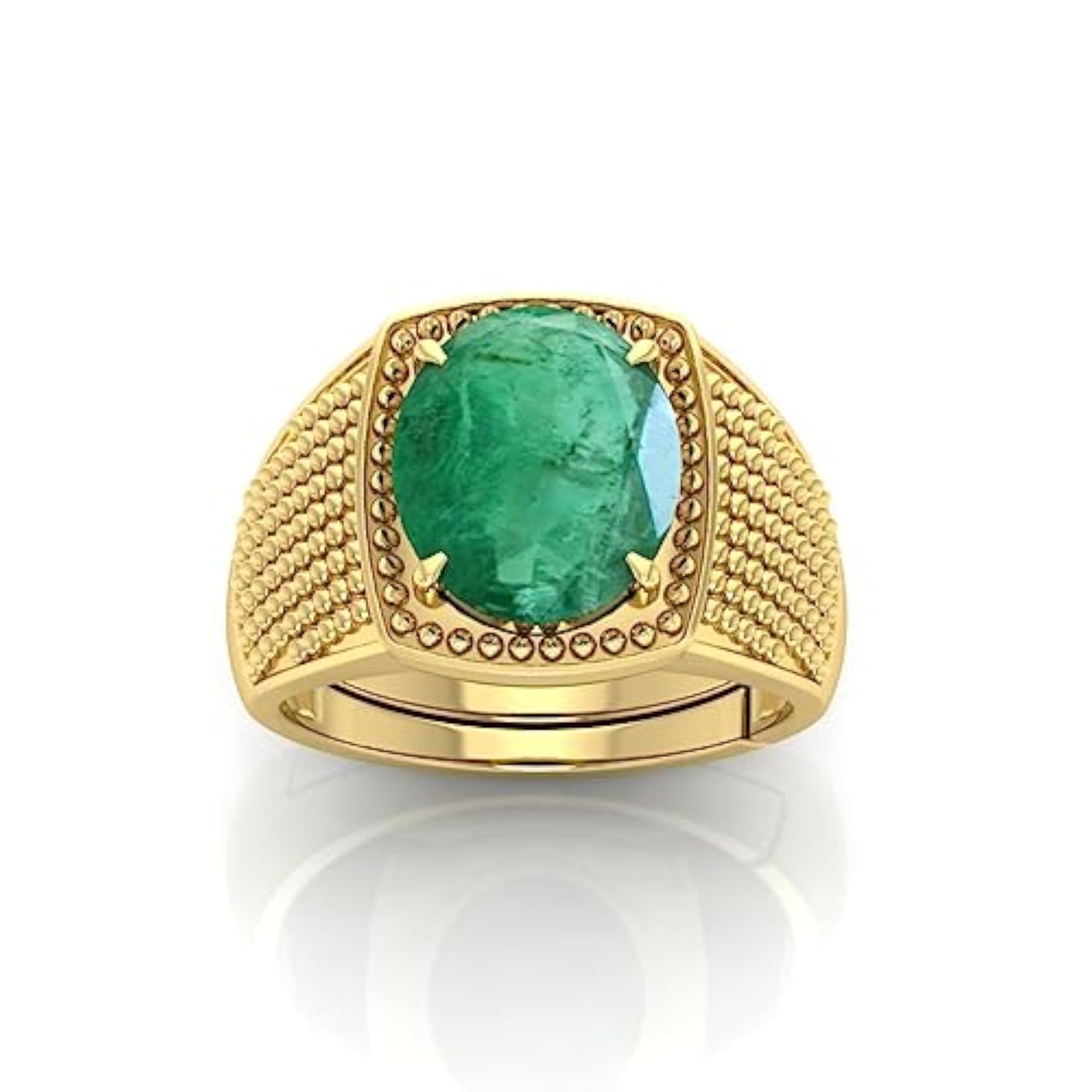 7.25 Ratti Panna Adjustable Ring, Lab Certified Emerald