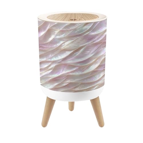 Caneca de basura pequeña con tapa y textura perlada rosa