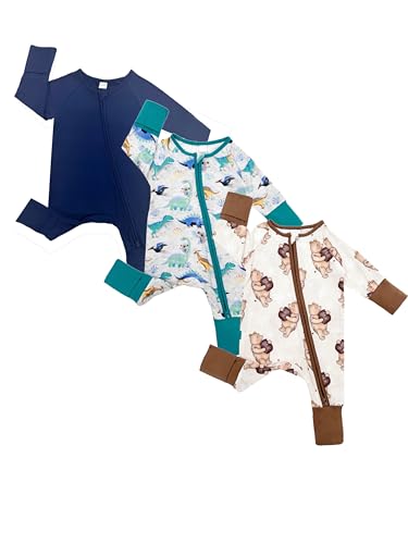 Image of Bow Dream Bamboo Rayon Baby Boy Romper Footed Long Sleeve Footies Newborn Girl Clothes Footless with Zipper and Mitten Cuffs