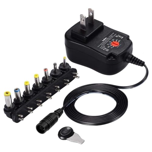Belker 12W Universal 3V 4.5V 5V 6V 7.5V 9V 12V AC DC Adapter Power Supply with 8 Interchangeable Tips for Household Electronics - Max. 1000mA