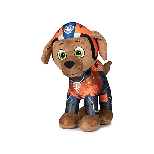 Play by Play Paw Patrol The Movie Figurine en peluche 27 cm Chase, Marshall, Liberty, Skye, Rubble, Rocky, Zuma, produit original sous licence pour enfants, Braver Than Ever – Film 2021 (Zuma)