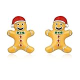 Orecchini Omino di Pan di Zenzero da Donna Argento sterling 925 Orecchini a forma di omino di pan di zenzero Regali di gioielli per feste di Natale per le donne