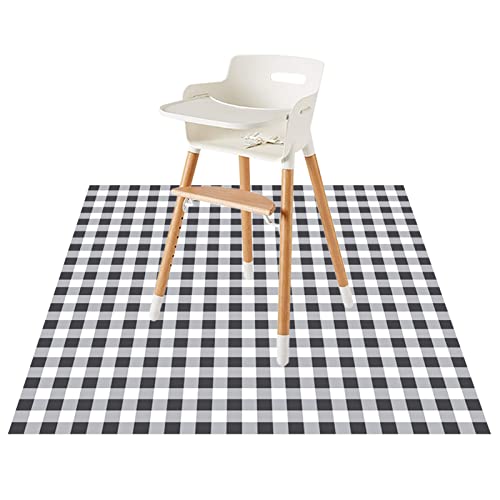 Image of Baby Splat Floor Mat for Under High Chair/Arts/Crafts by CLCROBD, 51" Waterproof Anti-Slip Food Splash Spill Mess Mat, Washable Carpet Protector Mat and Table Cloth (Plaid)