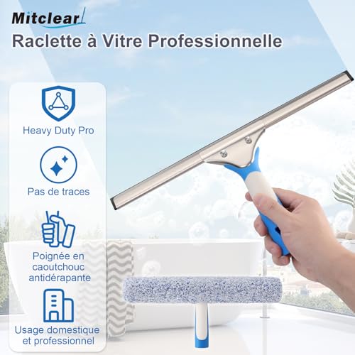 Mitclear Raclette à Vitre 35cm, Raclette Silicone et Brosse Microfibre – vue 2