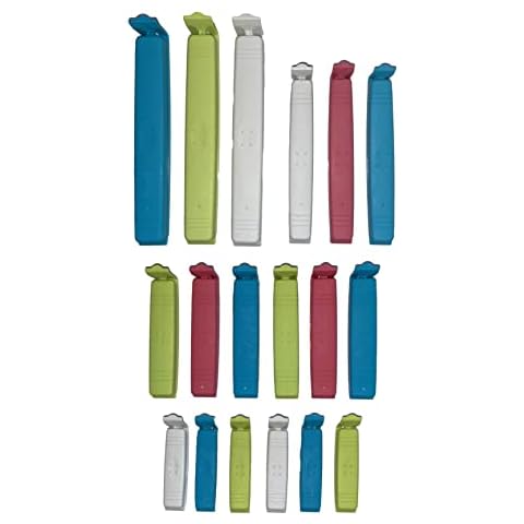 Pack of 18 Food Bag Clips for Food Storage Reusable Seal Assorted Size and Colour Cover