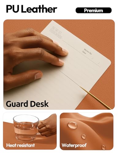 YSAGi Leather Desk Protector, Office Mat, Large Mouse Mat, Non-Slip PU Leather Blotter, Laptop Desk Pad, Waterproof Writing Pad for Office and Home (Brown, 47.2" x 23.6")