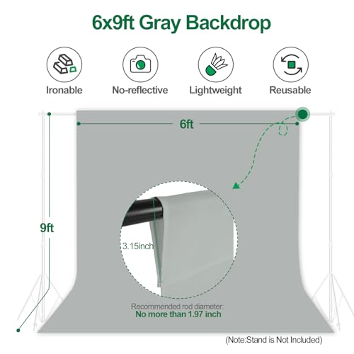 Image of EMART 6x9ft Gray Backdrop for Photography, Large Party Photo Grey Background Curtain Drapes, Washable Polyester Fabric Back Drop Screen Sheet for Birthday Video Studio Portrait Photoshoot