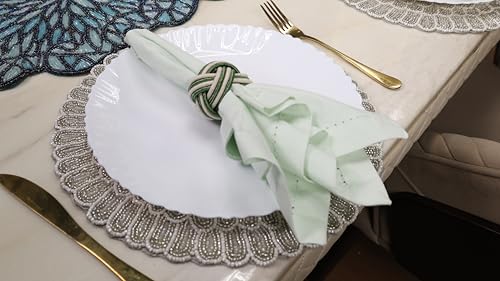 CLEENTABLE Beaded Round Placemat, White by CLEENTABLE - Used condition - Image 5