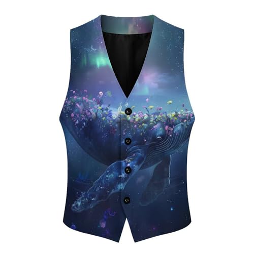 Whale Men's Suit Vests Business Formal Dress V-Neck Waistcoat Tops with 2 Pockets4