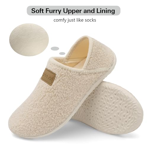 Image of Spesoul Fuzzy House Slippers for Women Men Indoor Closed Back Lightweight Cozy Faux Furry Lining Barefoot House Shoes Slipper Socks for Bedroom Home Office Yoga Outdoor Walking Shoes