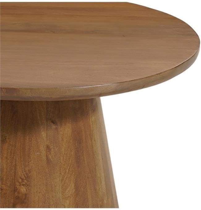 Pemberly Row 54" Round Solid Wood Dining Table, Dark Brown Finish, Mango Wood Construction, Flared Pedestal Base, Comfortably Seats Up to Six, Modern Dining Room Table for Everyday Use