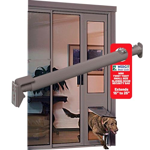 Wedgit Mini Twist Tight Small Size Sliding Door Security Bar Extends 15 to 25 in, for Use with Pet Doors, Sliding & Single Hung Windows, Sliding Door Lock Bar Keeps Small Kids in & Intruders Out, Tan