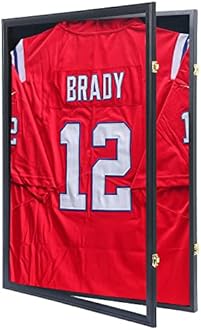 Jersey Frame Display Case Jersey Display Case Jersey Shadow Box with Uv Protection Acrylic and Hanger for Baseball Basketball Football Soccer Hockey Sport Shirt and Uniform,Black Finish
