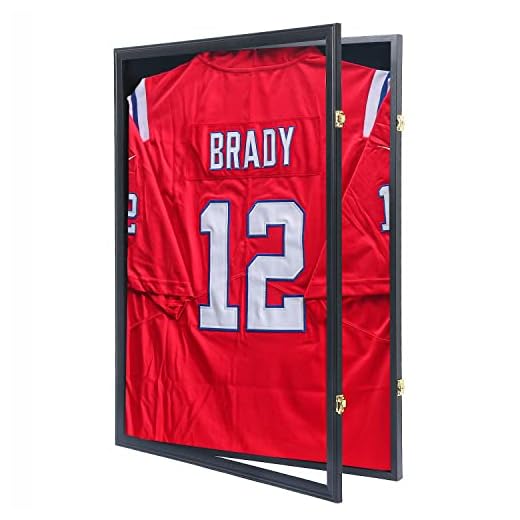 Grintus Jersey Frame Display Case Jersey Display Case Jersey Shadow Box with 98% Uv Protection Acrylic and Hanger for Baseball Basketball Football Soccer Hockey Sport Shirt and Uniform,Black Finish