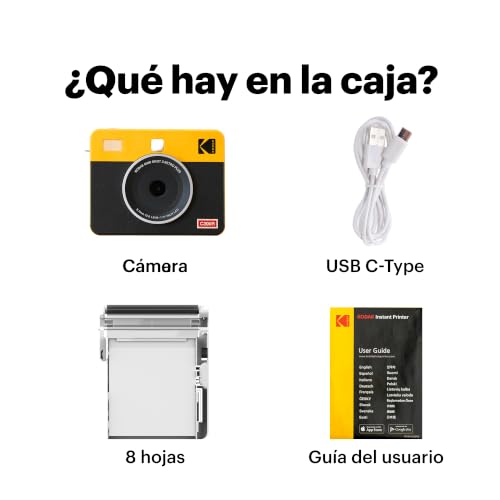 Miniatura 8 de Kodak Mini Shot 3 Retro 4pass 2-En-1 Cámara Instantánea E Impresora De Fotos 7,6x7,6cm 8 Hojas, Blanco