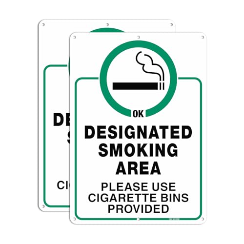 T&R Designated Smoking Area Sign - 2 Pack - 14