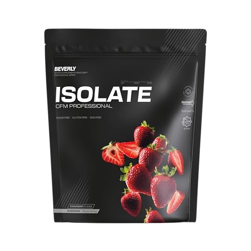 Beverly Isolate CFM - Isolat de protéines de lactosérum Lacprodan - 1 kg - 30 g de protéines par portion - 29 portions - Tonifie et augmente la masse musculaire - Saveur (1 Kg, Fraise)