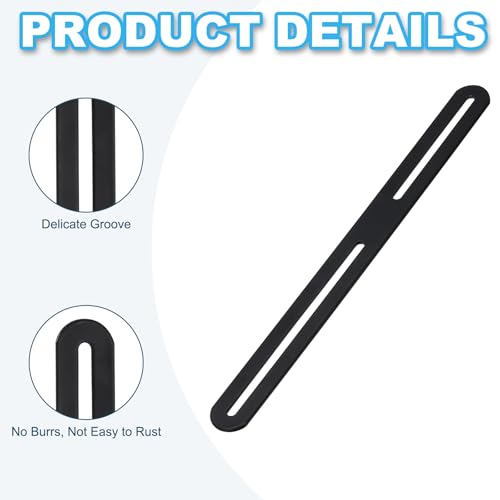 PATIKIL 11 1/50" Adjustable Flat Mending Plate with Slot, 4 Pcs Slidable Slotted Flat Straight Mending Plate Support Brace Brackets for Wood Furniture, Black by PATIKIL - Image 3