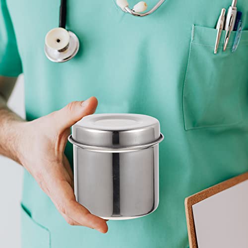 Image of Healifty Stainless Steel Gauze Jar 2pcs 304 Stainless Steel Jar Cotton Container Bottle Anti Iodine Container for Hospital Storage Bottle