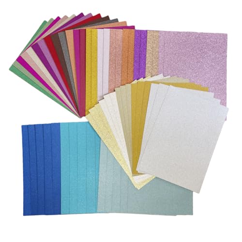 Glitzerpapier zum Basteln, 57 Blatt A4 28 Farben 250g/m² Glitzer Kartonpapier, Buntes Bastelpapier für Geschenkverpackung und DIY-Projekte