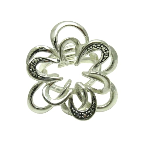 Bague fleur en argent massif 925 ajustable R001266, idée cadeau idéal femme