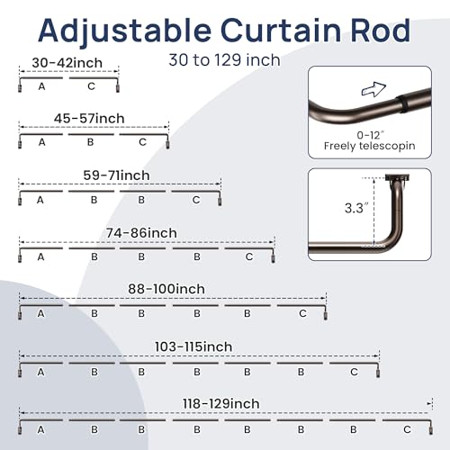 Image of ENJOYBASICS 66-120 inch Wrap Around Curtain Rod, Quick Curtain Change, Bronze