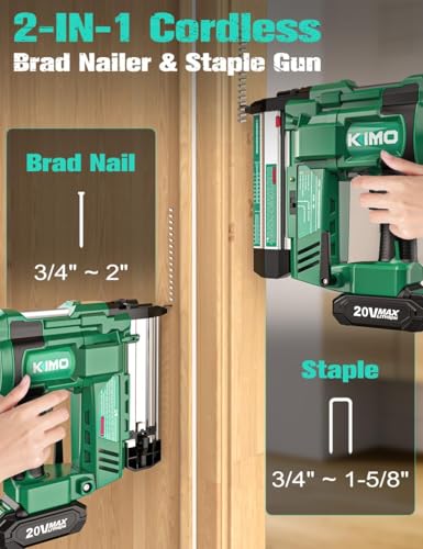 KIMO 2" Brad Nailer Cordless 18 Gauge w/ 20V Battery 2.0Ah X 2 thumbnail 2