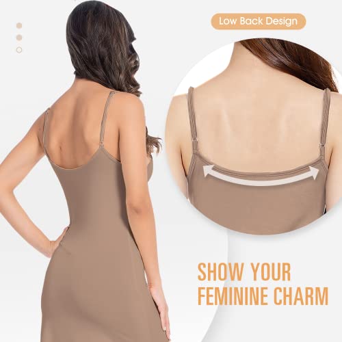 Image of MANCYFIT Long Slips for Under Dresses Full Length Adjustable Spaghetti Strap Nightgown