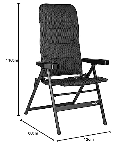 Brunner Rebel Pro (S-M-L) Sedia Pieghevole Da Campeggio, Giardino, Terrazzo In Alluminio, Regolabile In 5 Posizioni, Con Portata Fino A 150 Kg, Schienale Alto, Nero O Blu - 17