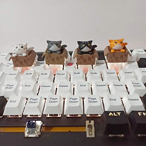 Image of Cat Keycap Esc keycaps DIY Personality Custom Cartoon Anime Keycap Replacement Bottom Backlit Keycaps Gift for Mechanical Keyboard KeyCap OEM R4 Height (Transparent) (White)